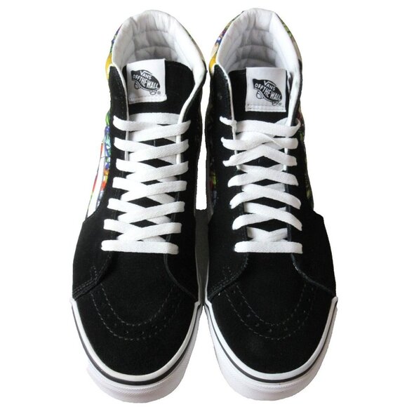 Vans Men's Sk8-Hi Fruit Skull Skeleton Black White Striped shoes Sizes NIB - Picture 3 of 5